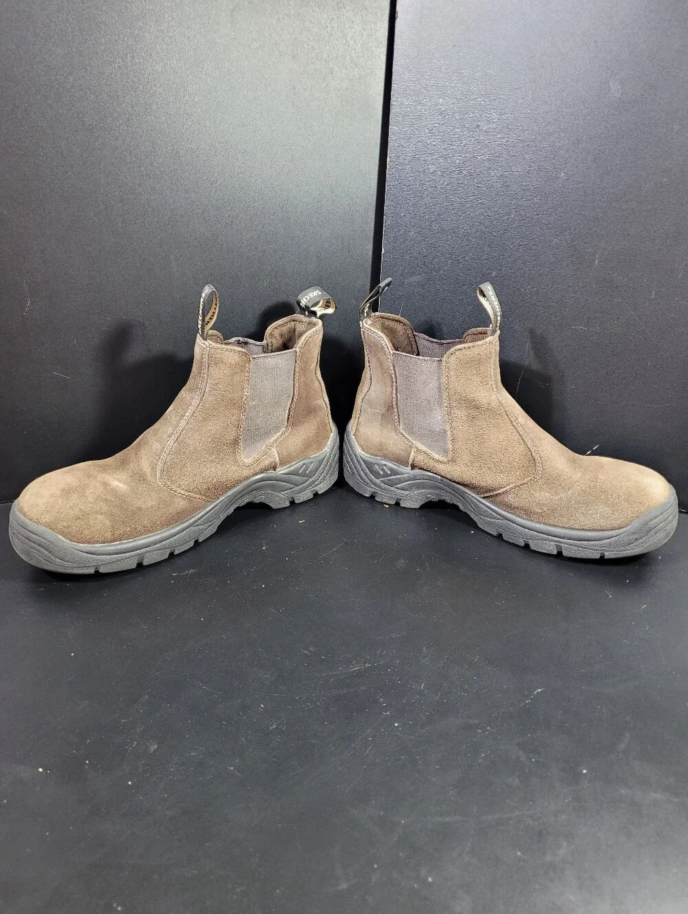 Skechers Tapter Steel Toe Work Boots Mens 8.5 Brown Suede Chelsea EH 77537